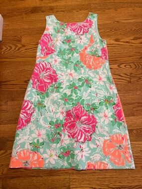 Lilly Pulitzer Mint Floral Mini Dress with Pink & Coral Blooms